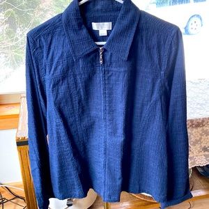 Navy Textured Zippered Jacket- Christopher & Banks
